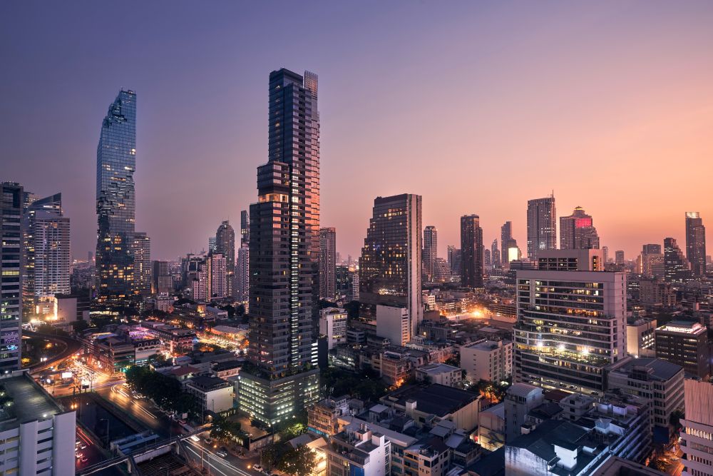 A cityscape view of Silom nightlife